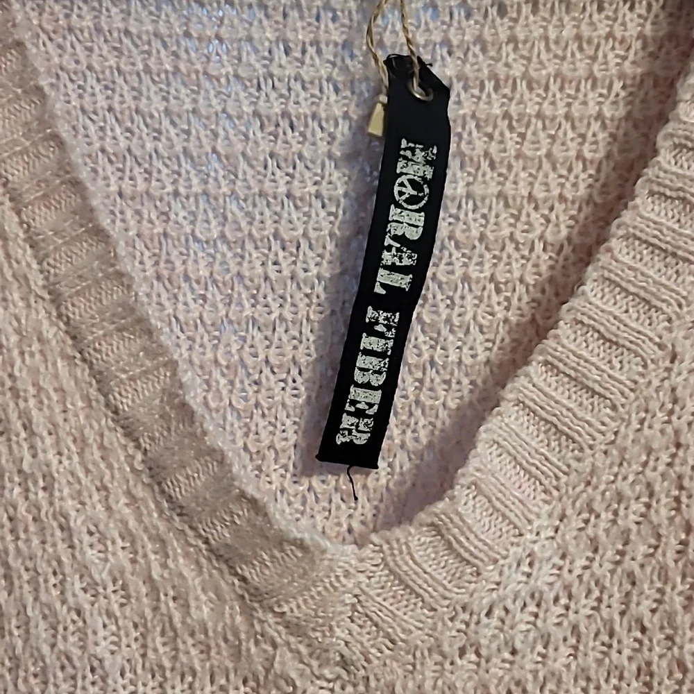 Moral Fiber Pullover Sweater Women's 3X Pink Open Knit Long Sleeve Light Y2K - Picture 5 of 11